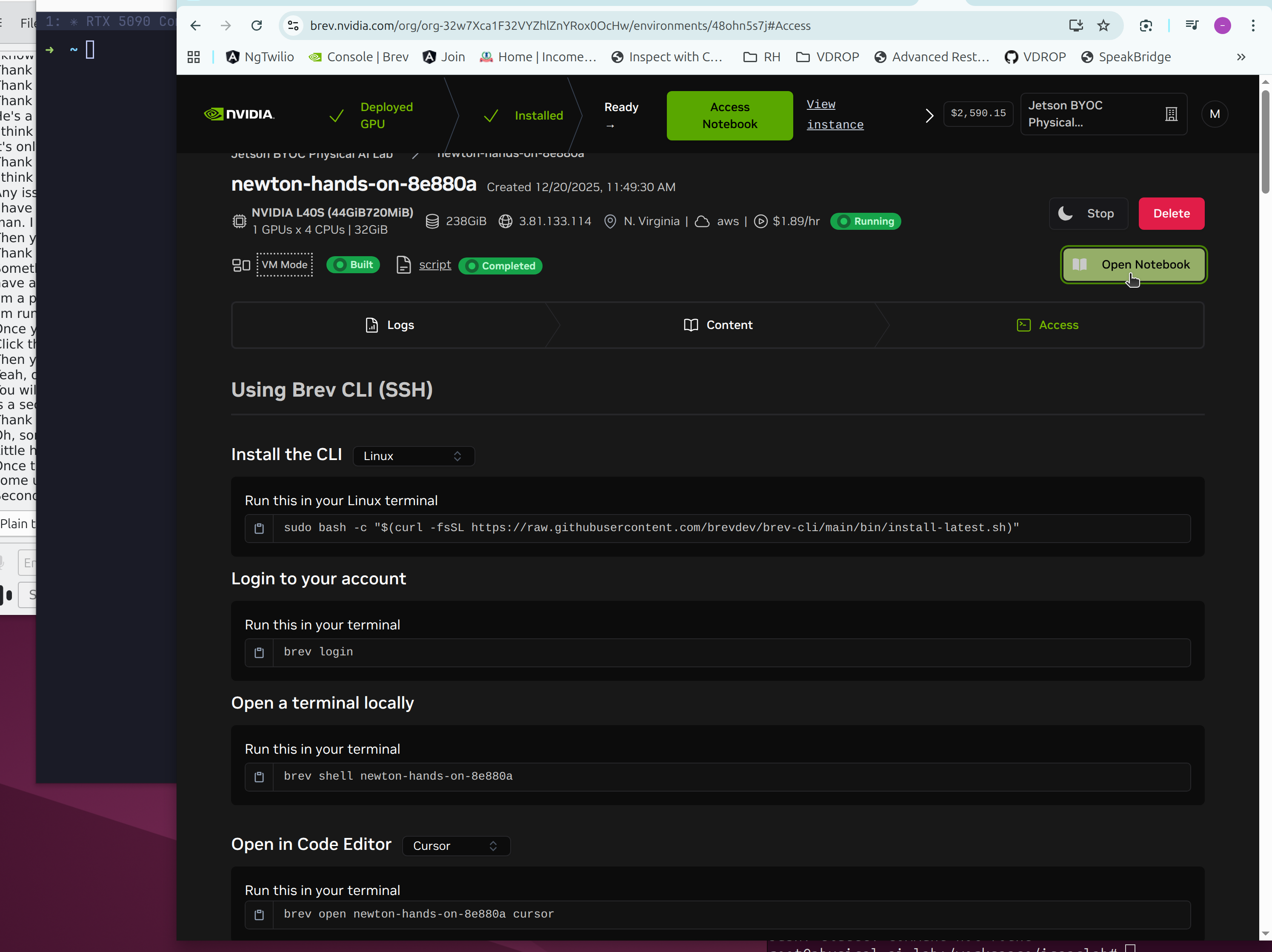 Newton instance status page